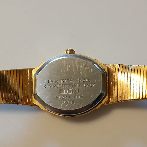 Vtg Elgin Women's Gold Dress Watch Quartz Diamond Black Dial EK230-007 READ - Picture 4 of 15